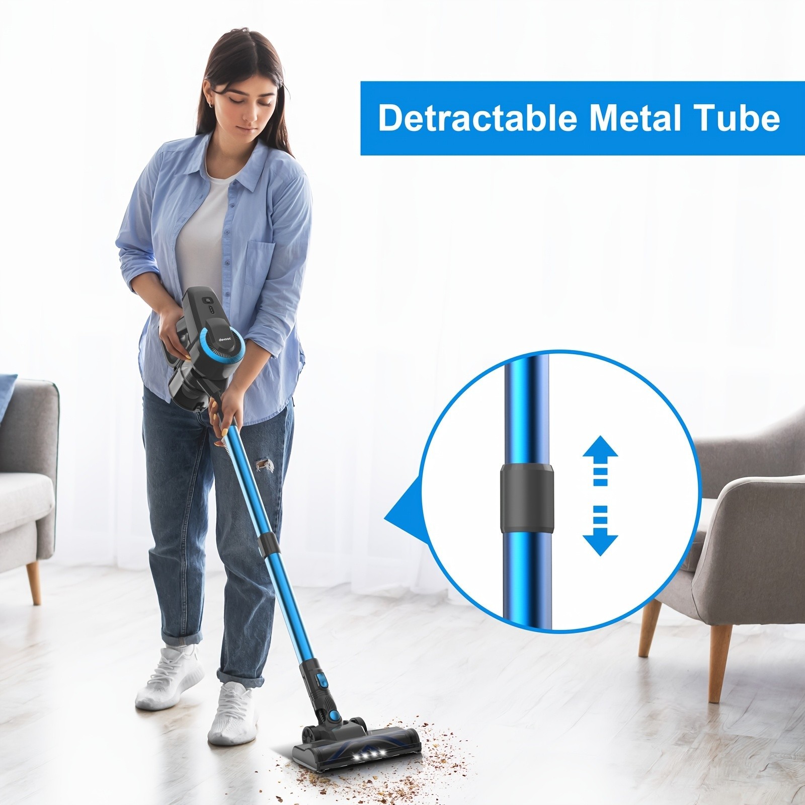 INSE Cordless Vacuum Cleaner, 45KPa Handheld Vacuum Cleaner, 6-in-1 Vacuum Clean