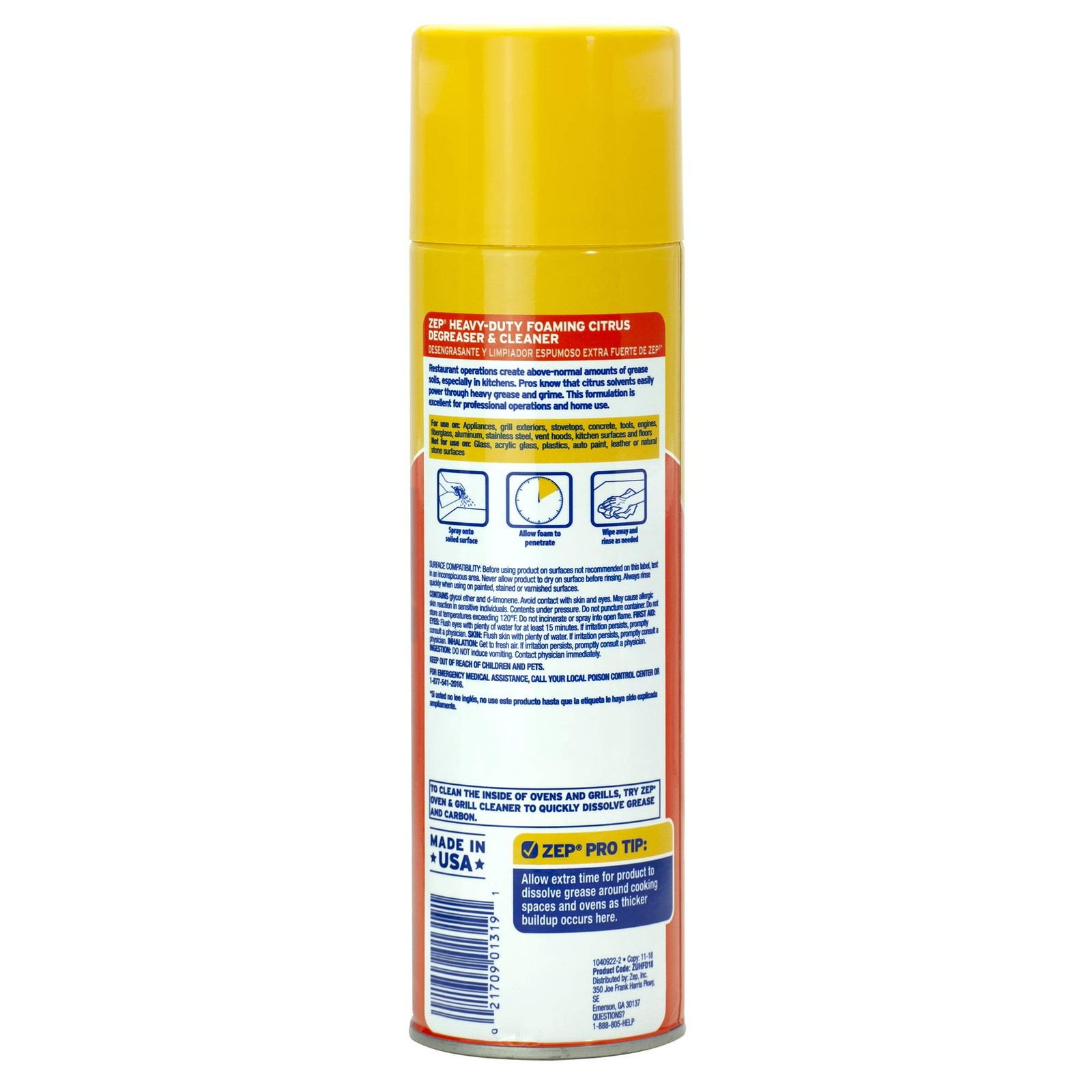 ZEP ZUHFD18 Foam Degreaser, 18 oz