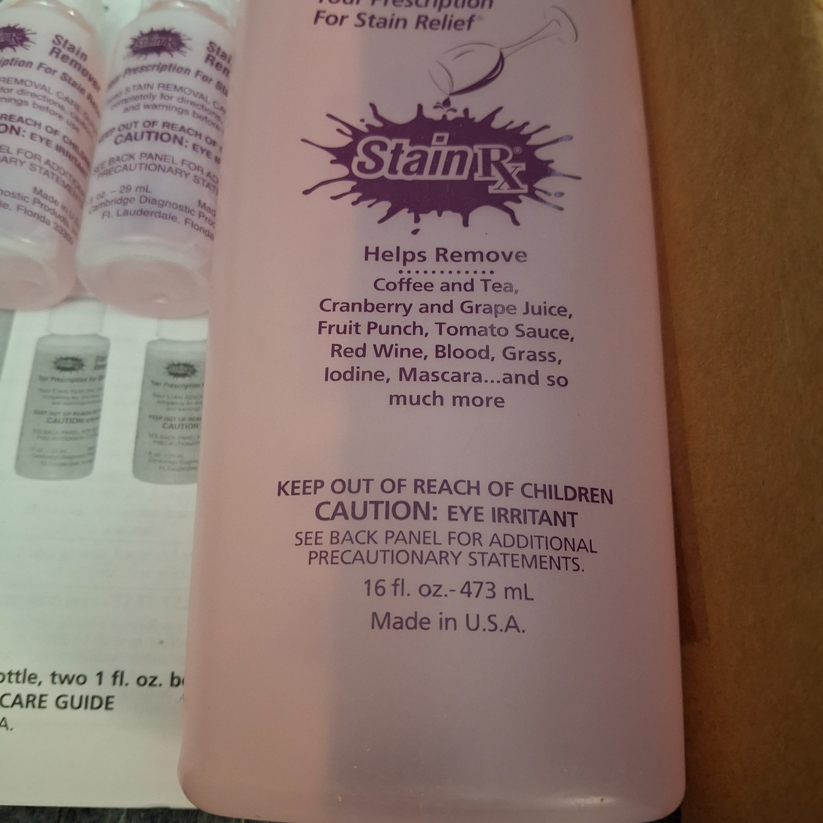 StainRX Stain Remover Solution 16 oz Bottle Wine Blood Juice Stain Removal QVC
