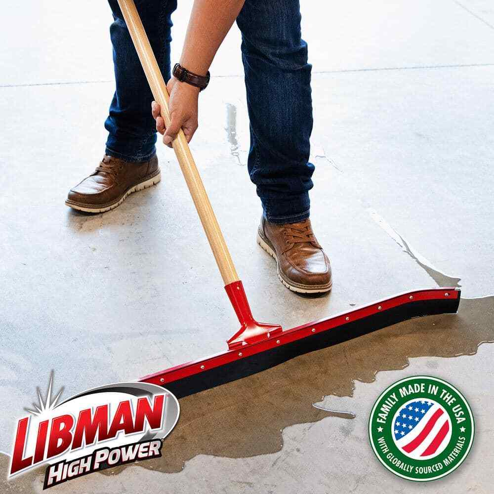 36 In. Curved Rubber Floor Squeegee with 60 In. Wood Handle