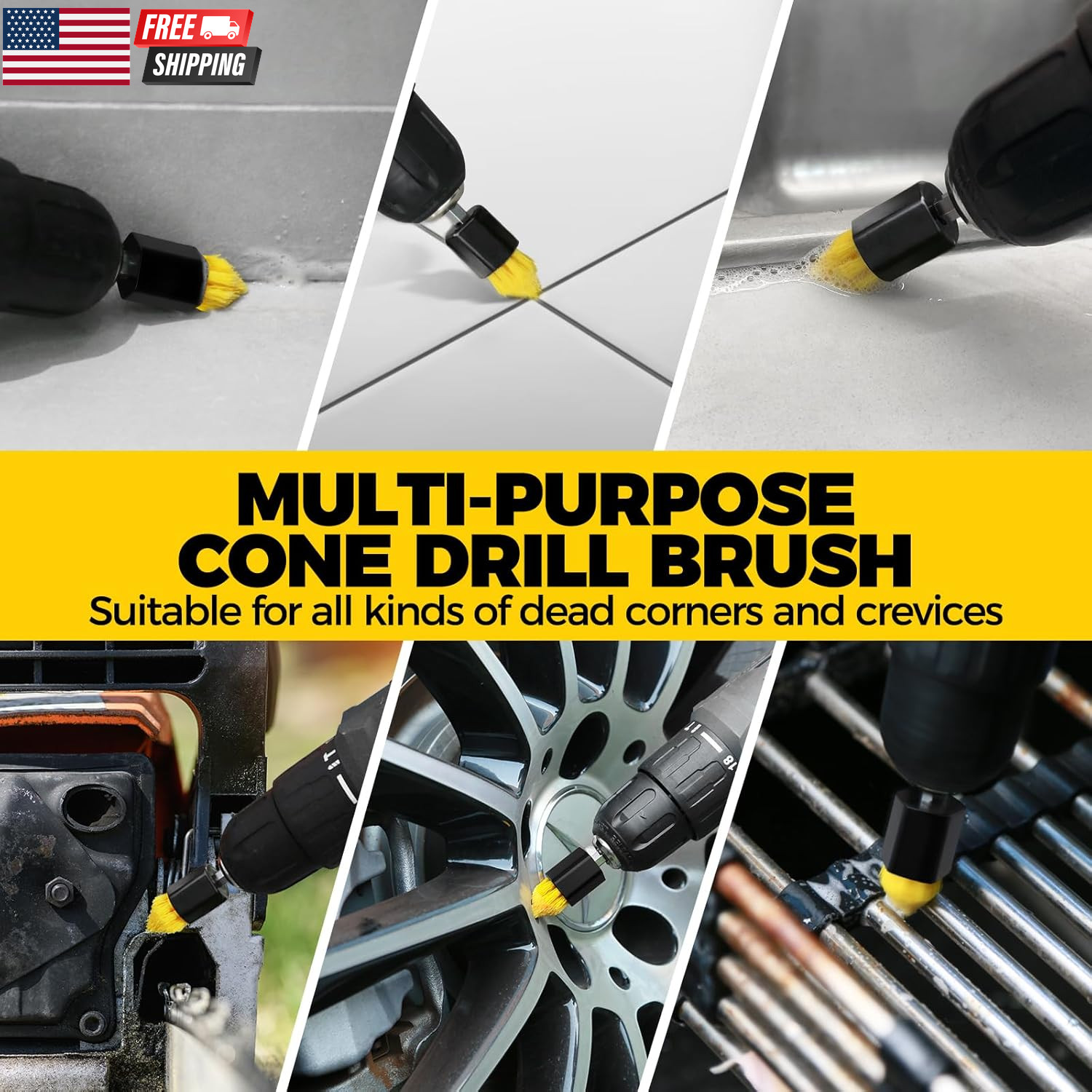 6Pack Drill Brush Power Scrubber Cleaning Brush Extended Long Attachment Set All