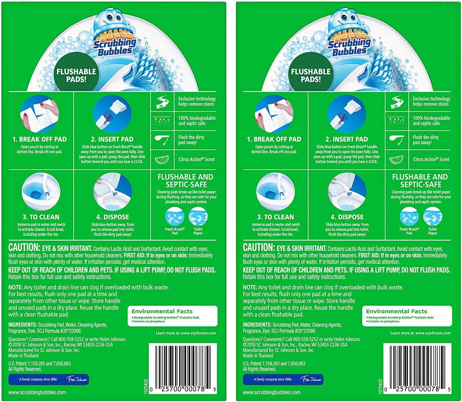 Scrubbing Bubbles Flushable Fresh Brush Toilet Refill Pads Pack of 2 40 Pads