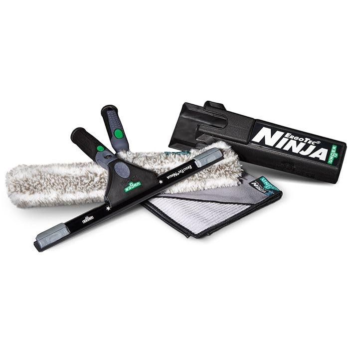 Window Cleaning Kit Squeegee Scrubber Microfiber Cloth Holder Professional 14 In