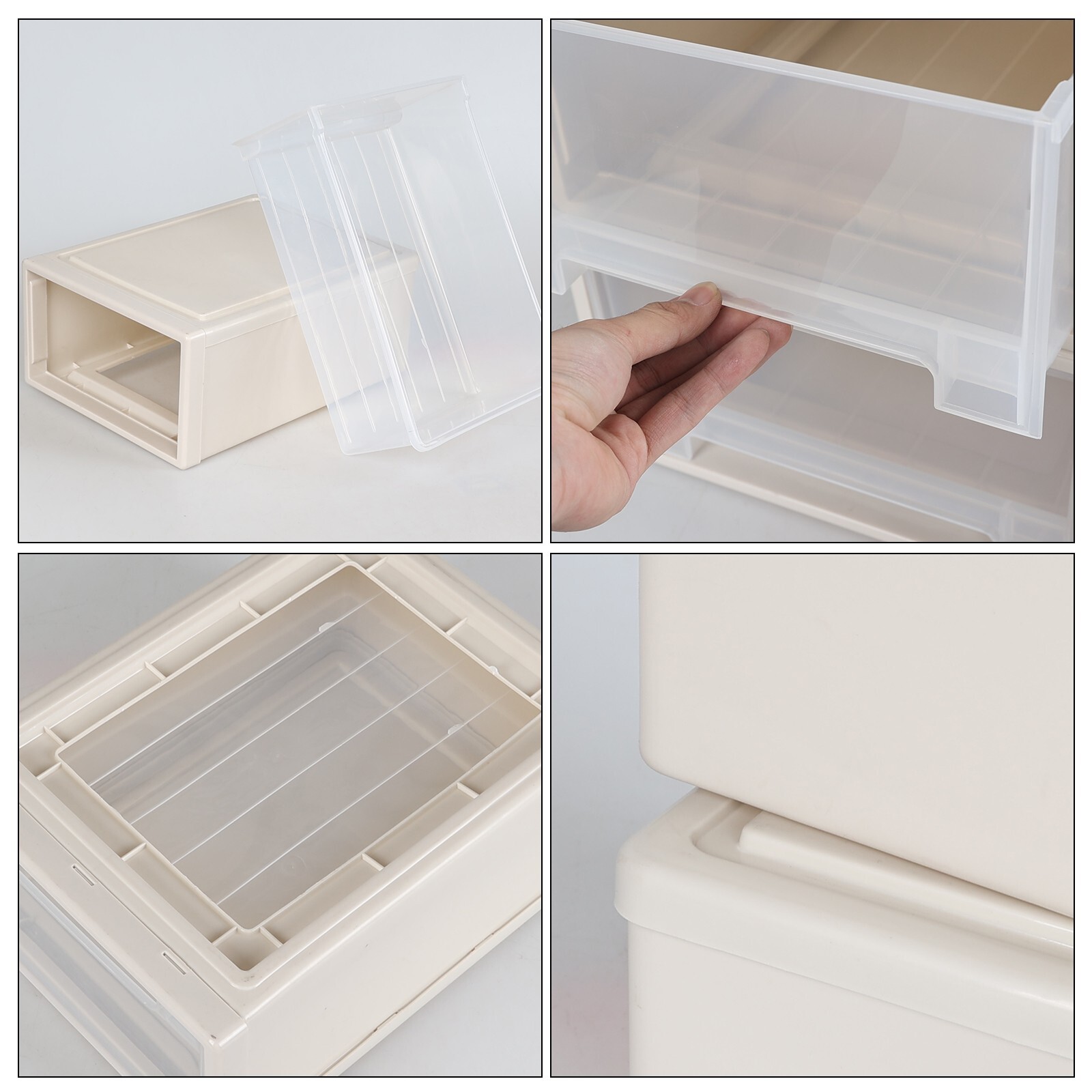 4 Packs 18 Quart Plastic Stacking Storage Drawers, Large Stackable Drawer Unit