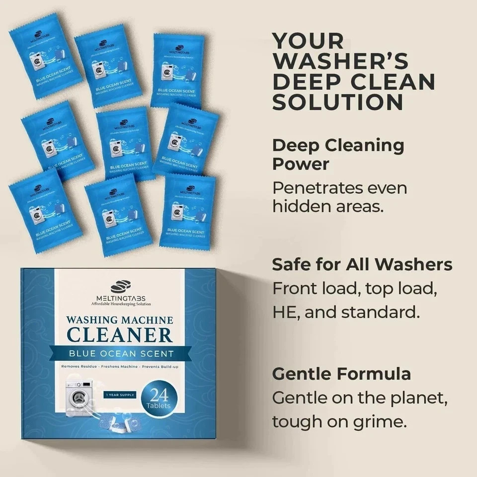 Uproot Clean Washing Machine Cleaner Tablets – 24 Pack for a 12 Month Supply. Fo