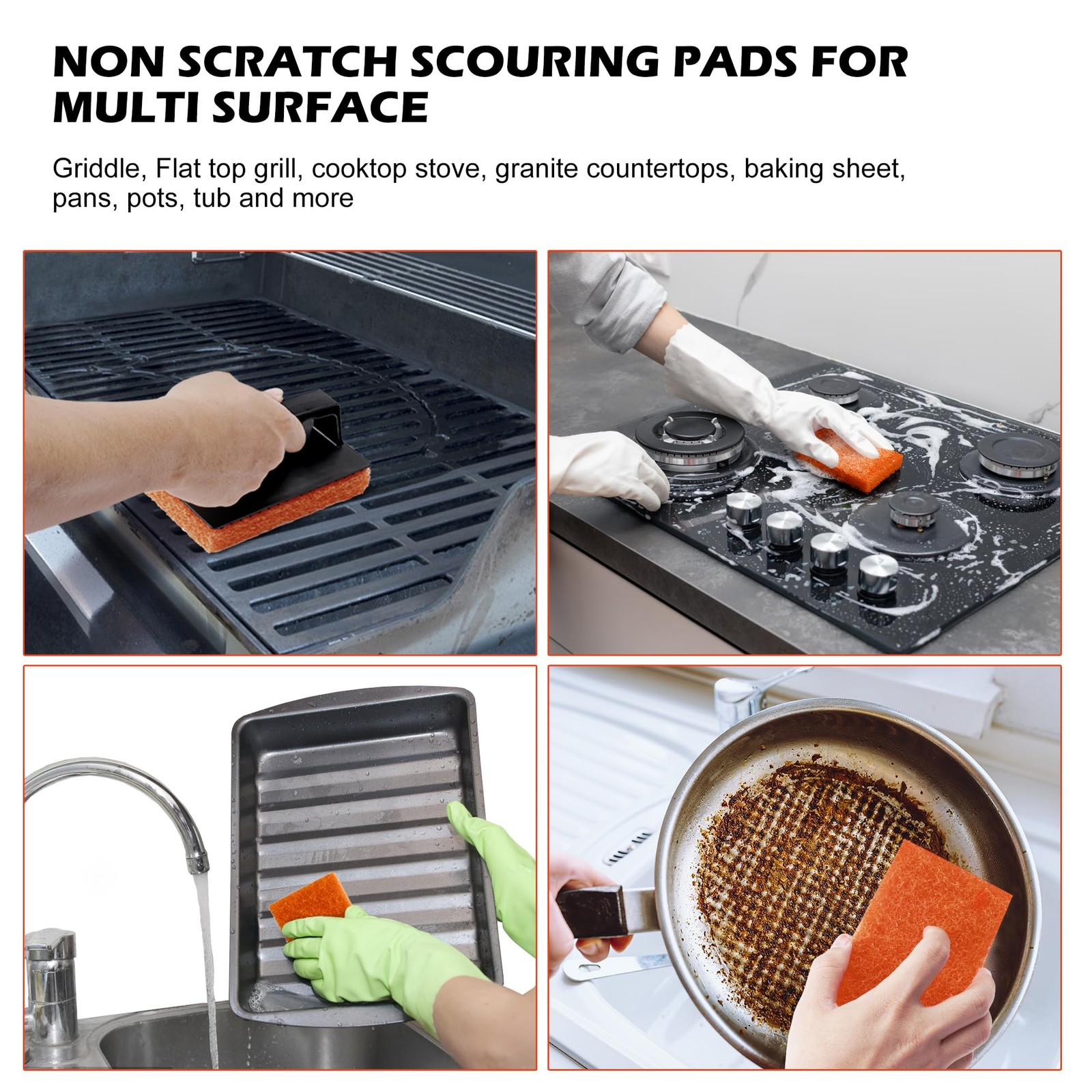 Griddle Cleaning Pads 22 Pack, Non-Scratch Grill Bathroom Scrub Pads