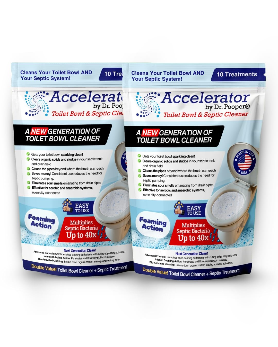 Accelerator by Dr. Pooper Toilet Bowl & Septic Cleaner – 2-Pack Value Bundle
