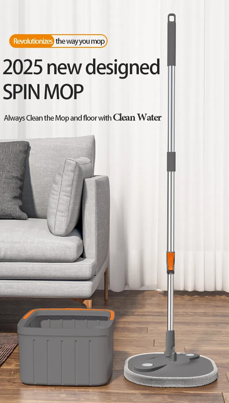2025 new design Spin Mop and Bucket Set with Separate Clean & Dirty Water Tanks