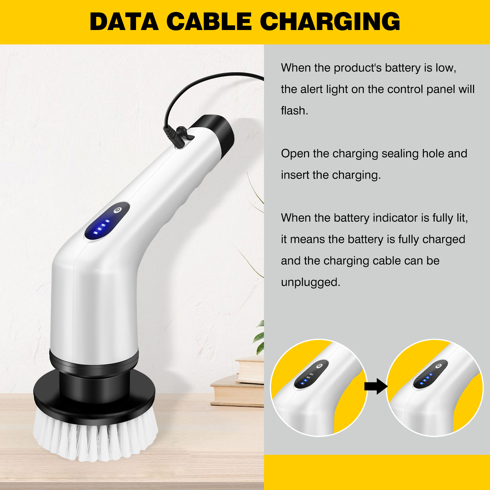 3 in 1 Electric Cleaning Brush Handheld Kitchen Cleaner Cordless Spin Scrubber