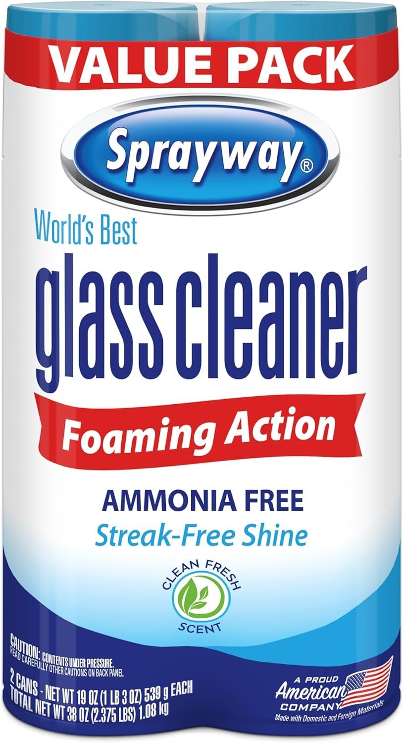 Glass Cleaner Foaming Aerosol Spray, 19oz, Pack of 2
