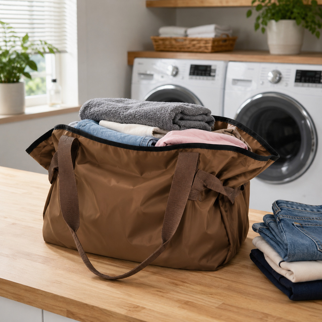 2-in-1 Expandable Tote Bag Camping Picnic Grocery Beach Gym Shoulder Carryall