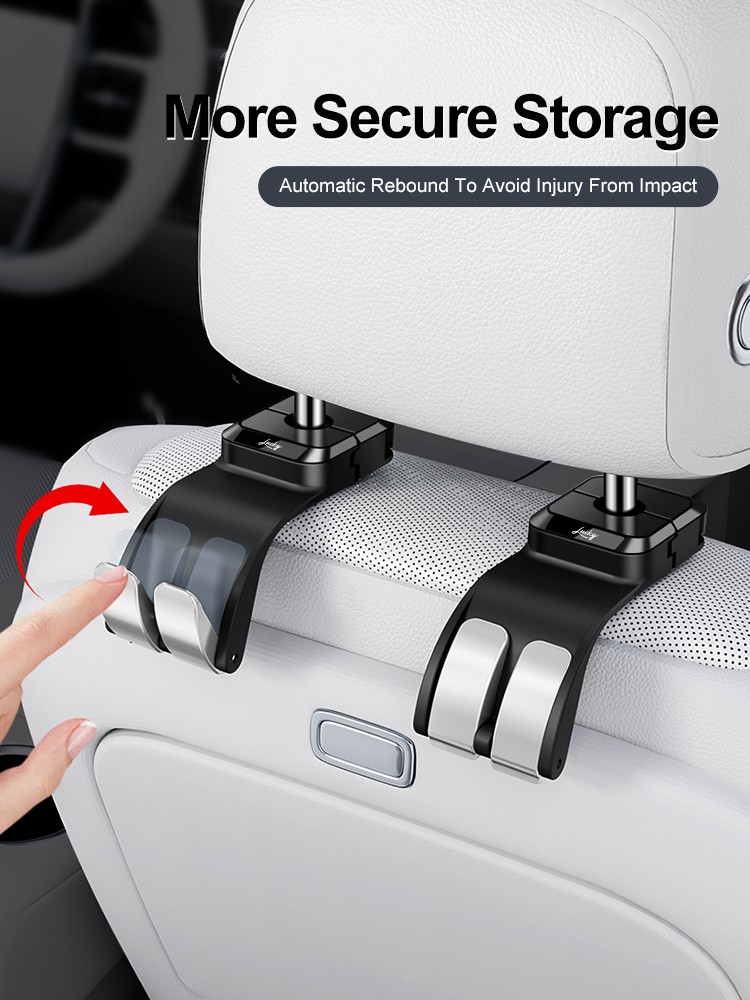 Car Headrest Hook, Hidden Folding Purse Hanger Bag Holder for Seat,360° Rotation