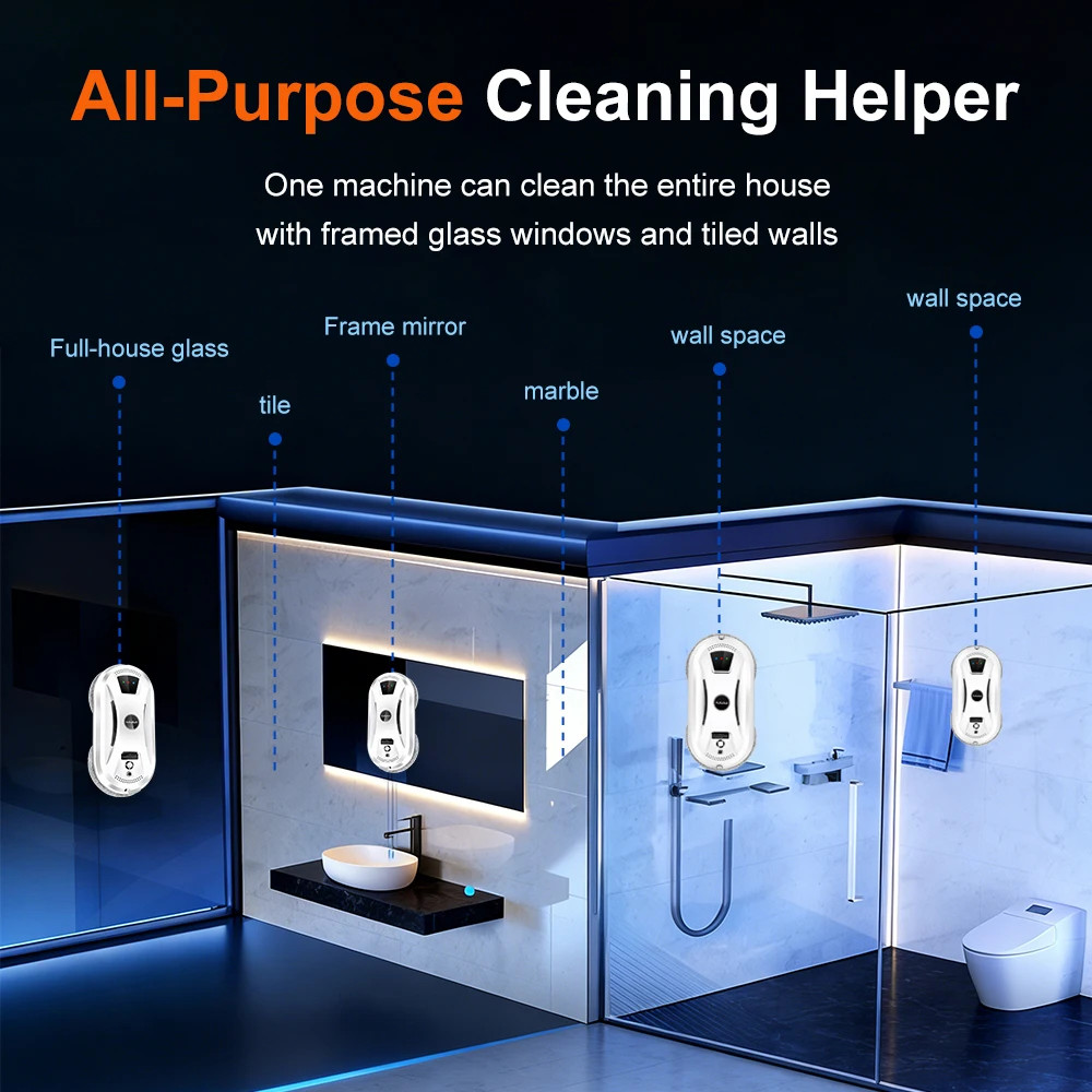 PuRuiKai Electric Window Cleaning Robot Vacuum 5600Pa Remote Control