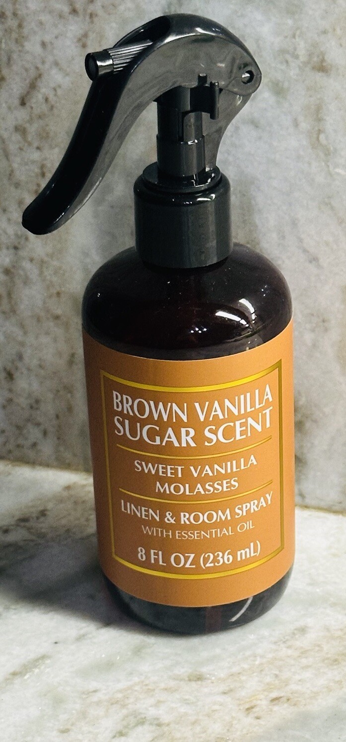 Brown Vanilla Sugar Scent Sweet Vanilla Molasses Linen Room Spray 8floz/246ml