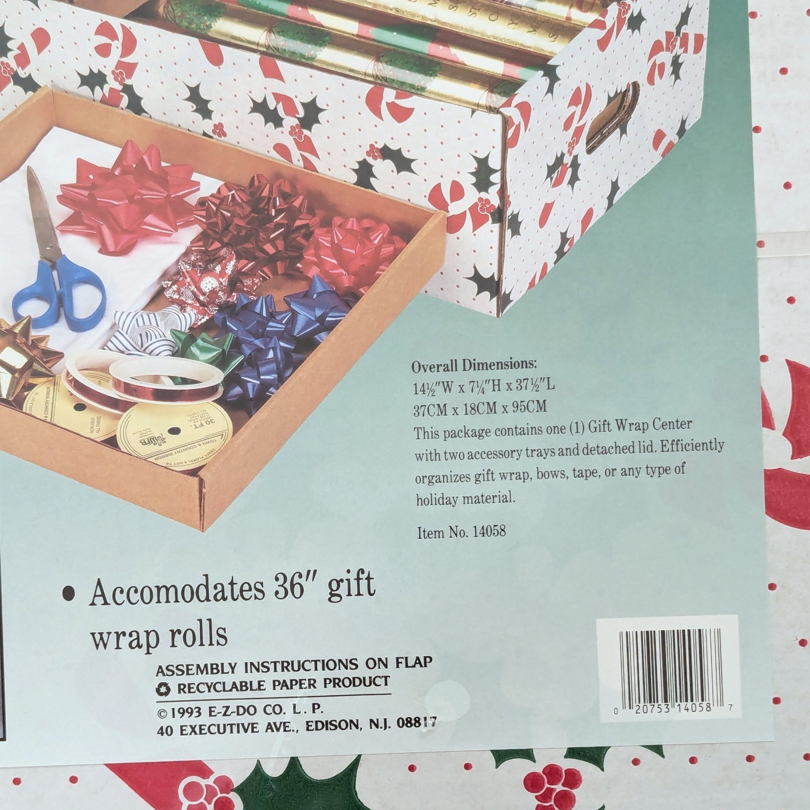 Vintage 90s Cardboard Christmas Wrapping Paper Storage Organizer Box New/Sealed