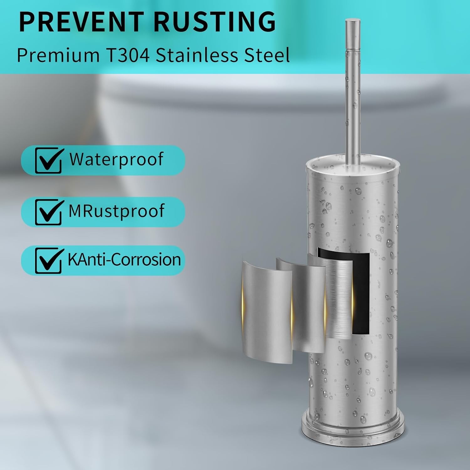 Stainless Steel Toilet Brush and Holder Set,Toilet Bowl Brush and Holder