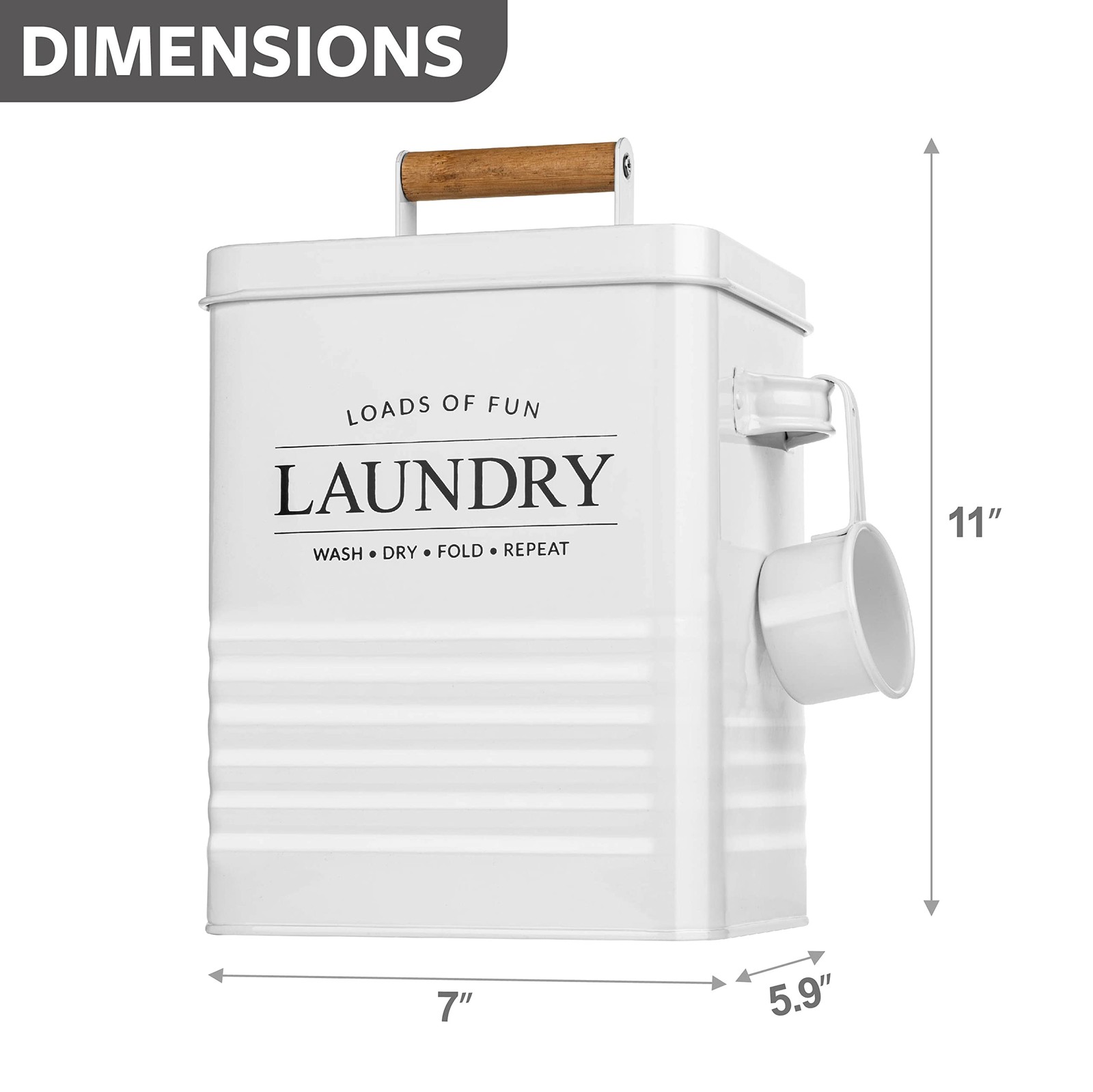 Modern Farmhouse Metal Laundry Soap Dispenser with Scoop for Decor and Space …
