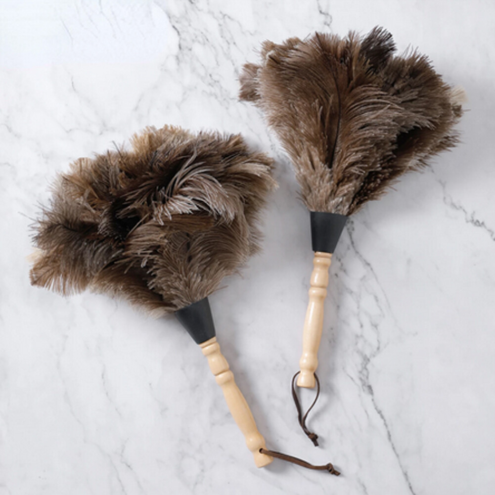 13″ Ostrich Feather Duster Durable Dust Collecting Cleaning Tool In Wool Shop^^