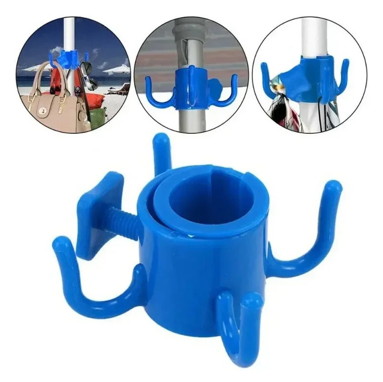 1pc Beach Umbrella Hook – 4-Prong Plastic Hanger for Towels, Bags, Hats – NEW