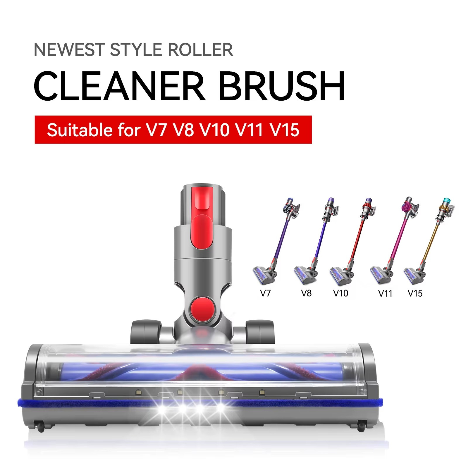 Direct Drive Brush Head Compatible with Dyson V7 V8 V10 V11 V15 LED Cleaner