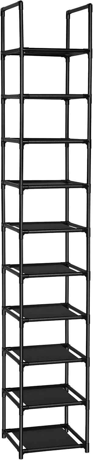 10 Tiers Shoe Rack Space Saving Vertical Single Pairs Sturdy Shoe Shelf Storage