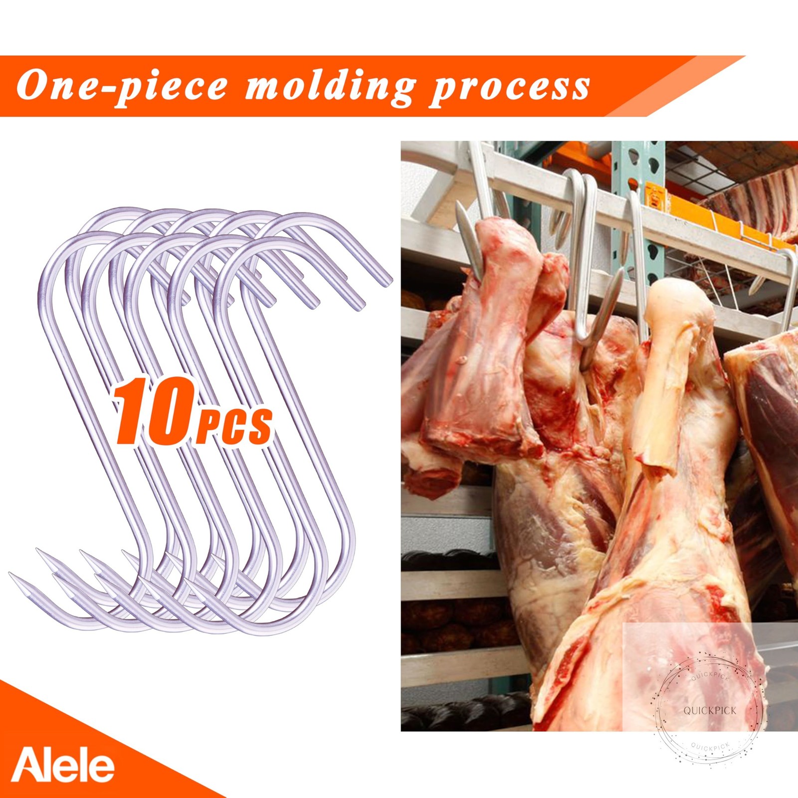 8 Inch Meat Hook Heavy Duty Stainless Steel Butcher Hooks for Hanging Beef,10 Pa