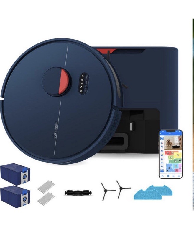 Self-Emptying Robot Vacuum, Bagged 4.6L, App Control Wi-Fi/Bluetooth, Blue