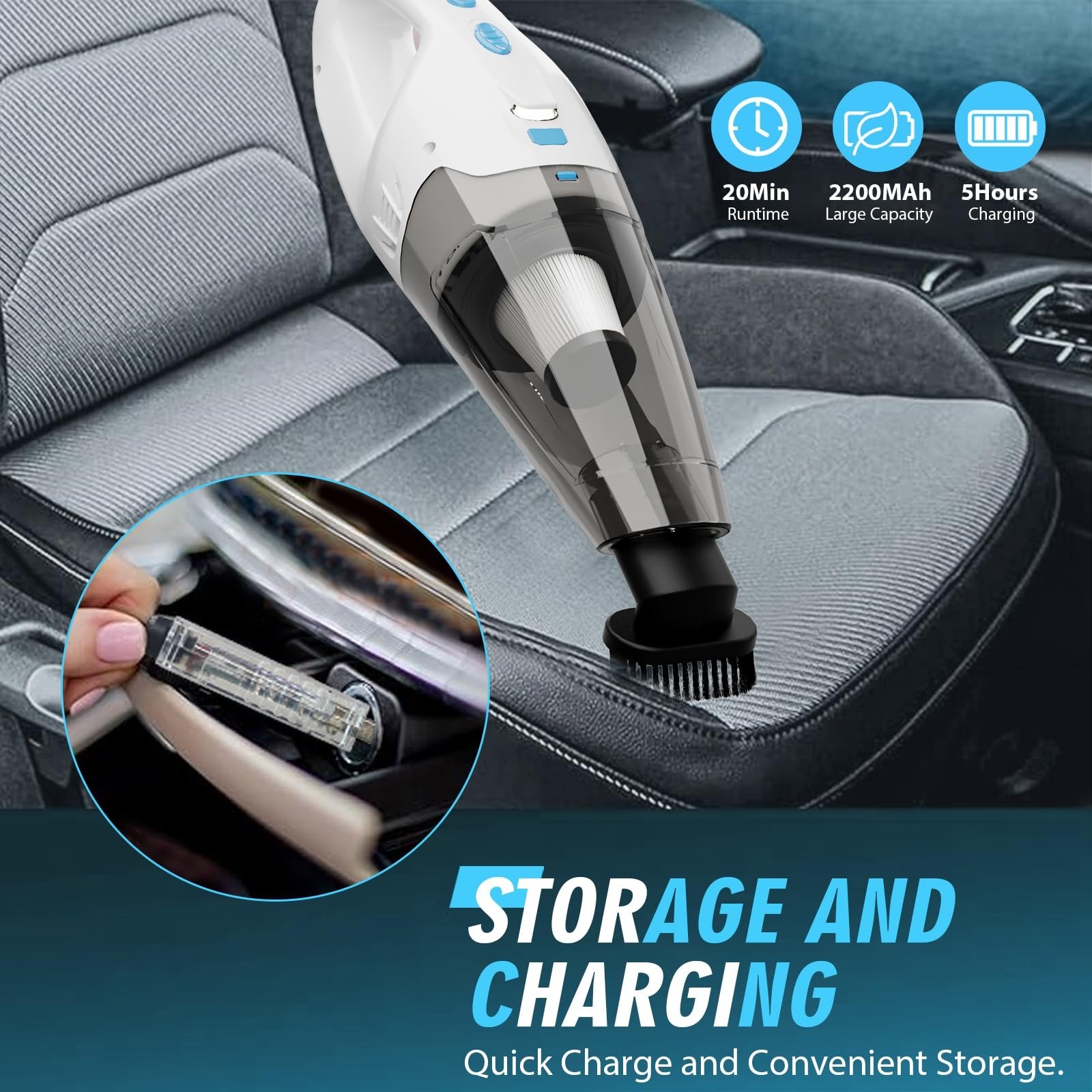 Handheld Vacuum Cordless, 6KPA Strong Suction & 25 Mins Runtime, 1.6lbs Light…