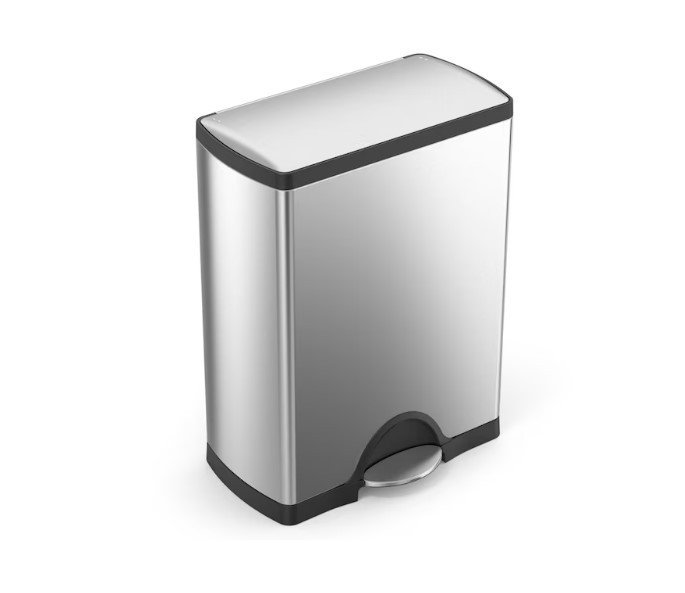 simplehuman Rectangular Classic Can with Soft-Close Lid, 13 Gallon Brushed Steel