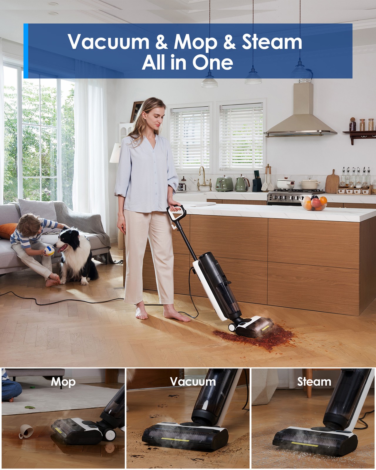 Tineco IFLOOR 5 Steam Wet Dry Vacuum All-in-one, Hardwood Floor Cleaner