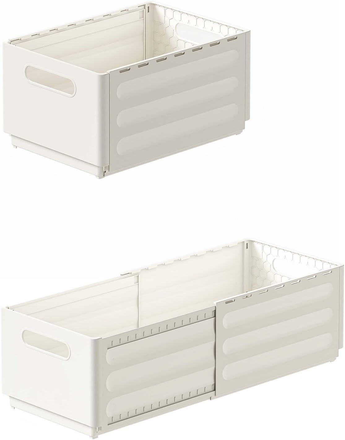 2 Pack Expandable Plastic Storage Boxes, Multi-Purpose Folding Organizer, Drawer