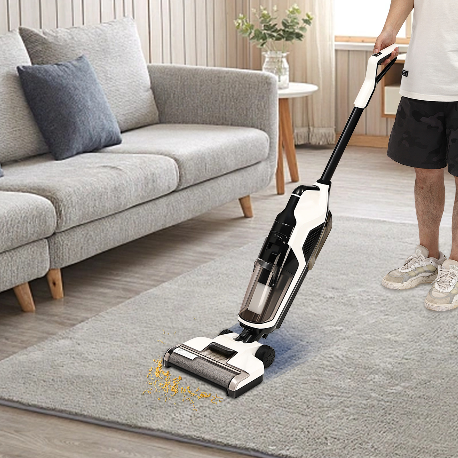 Battery Powered All-In-One Cordless Wet & Dry Vacuum Cleaner Mop for Hard Floor