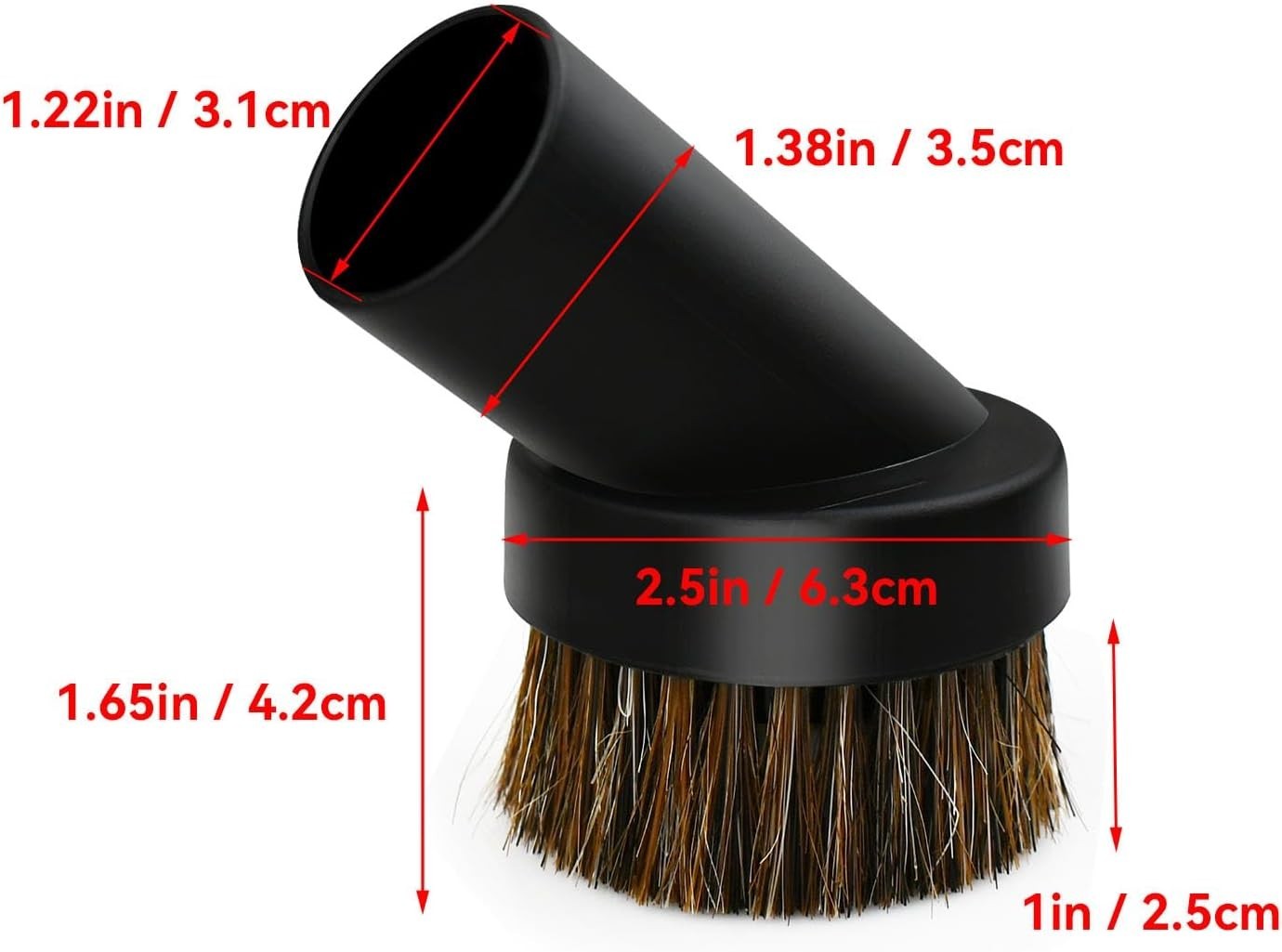 2 Pack 1.25″ Round Dust Brush Horse Hair for Vacuum Cleaner Attachments