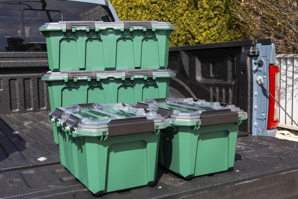 5 Gallon Green Clear Lid Waterproof Industrial Gasketed Tote Garage Storage Box
