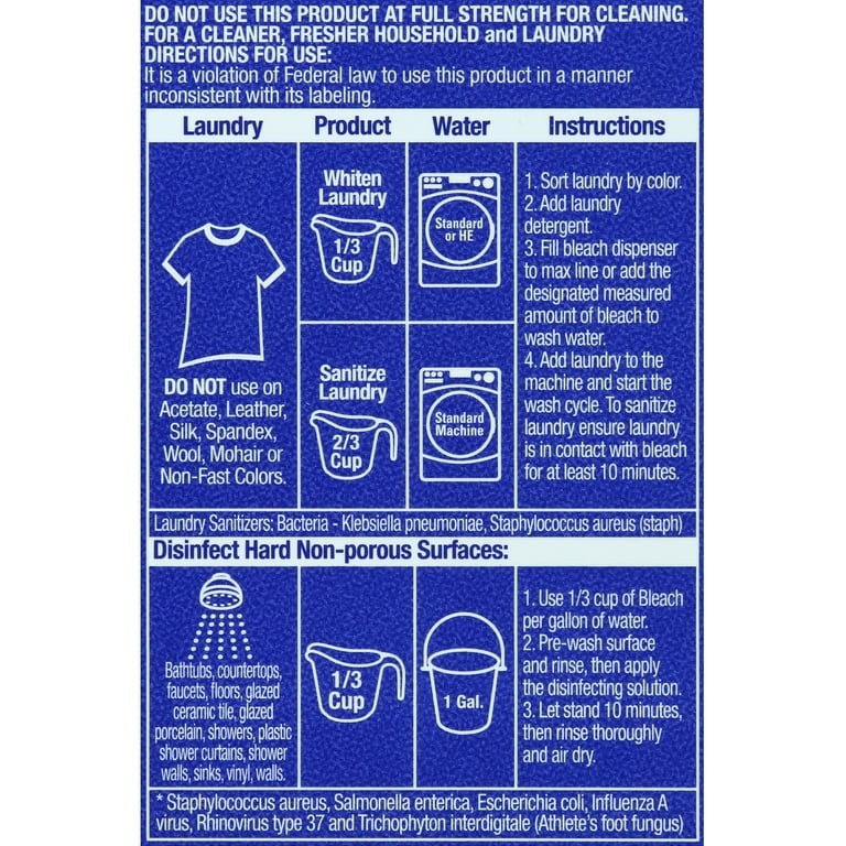 Great Value Concentrated Liquid Bleach Unscented, Kills 99.9% Germs 16 fl oz