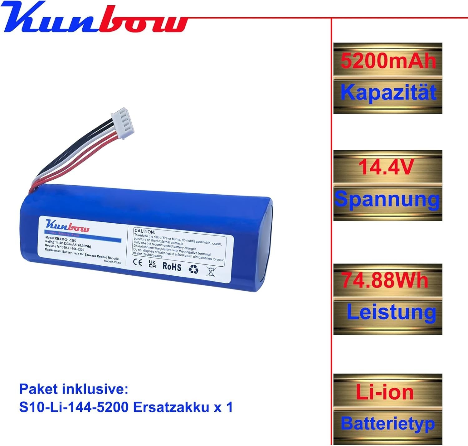 5200mAh Replacement Battery for Ecovacs Deebot Ozmo 950 DX9G, Deebot X1, Deeb…