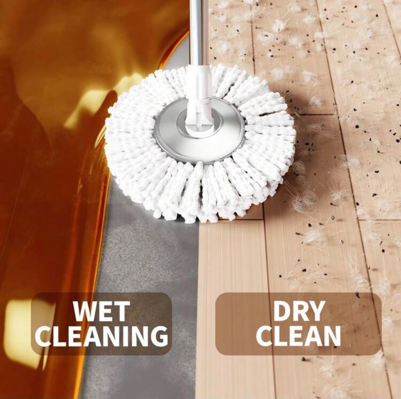 360° Spin Mop and Bucket Set with 3 Microfiber Heads Adjustable Handle Cleaning
