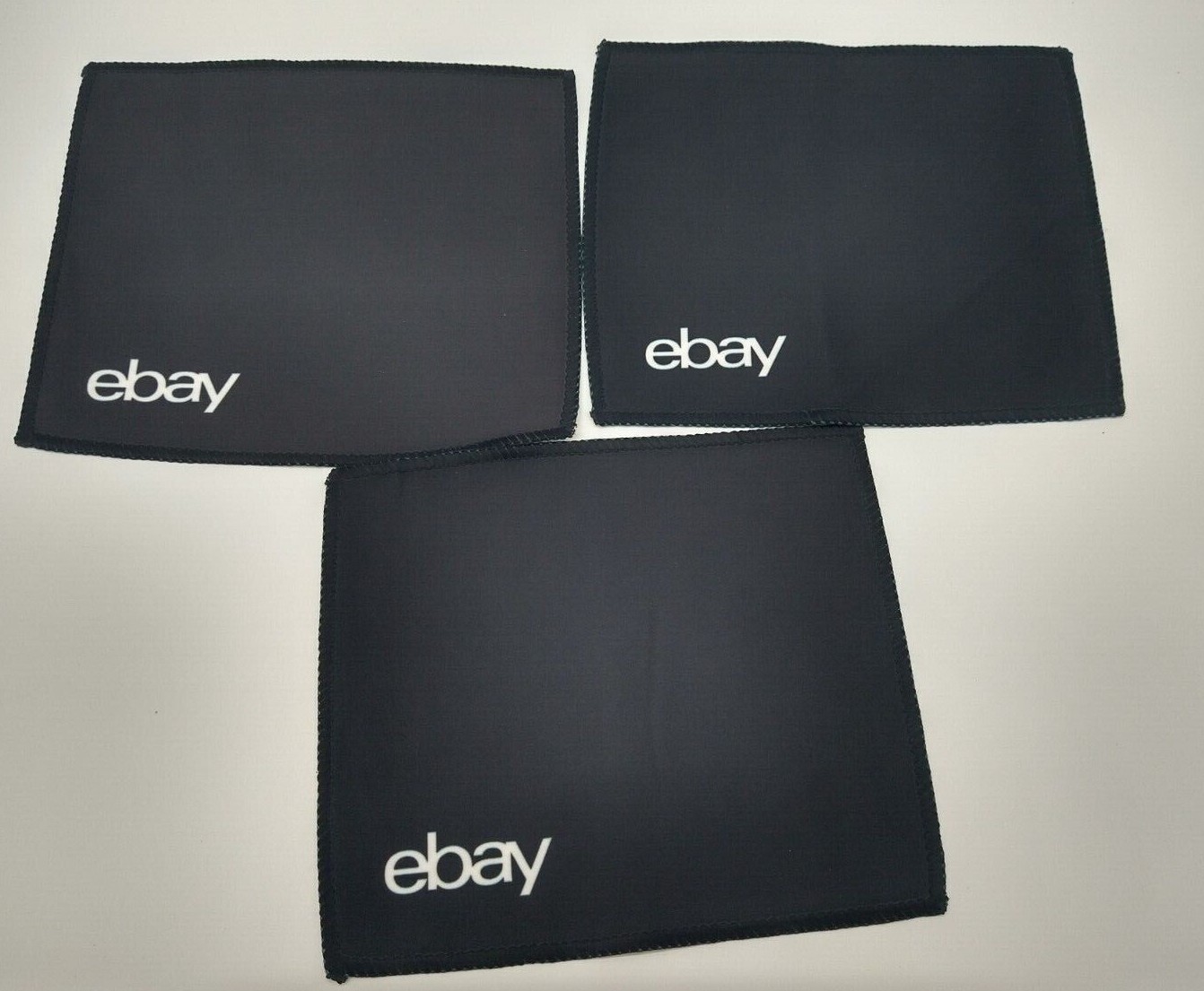 Lot of 3 NEW Ebay Branded Black Microfiber Cleaning Cloths for Screens, Lens