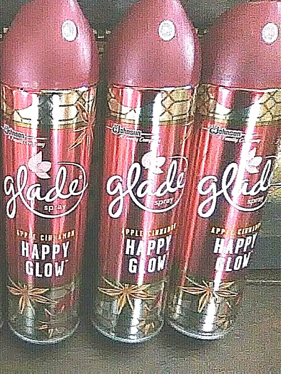 Glade APPLE CINNAMON HAPPY GLOW HOLIDAY LIMITED EDITION Room Spray 3 Cans