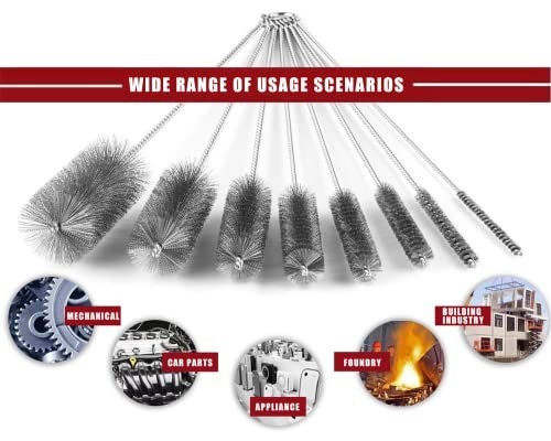 Pipe Cleaning Brush Set 8 Piece Stainless Steel 16 Inch Long Bottle Tube Auto