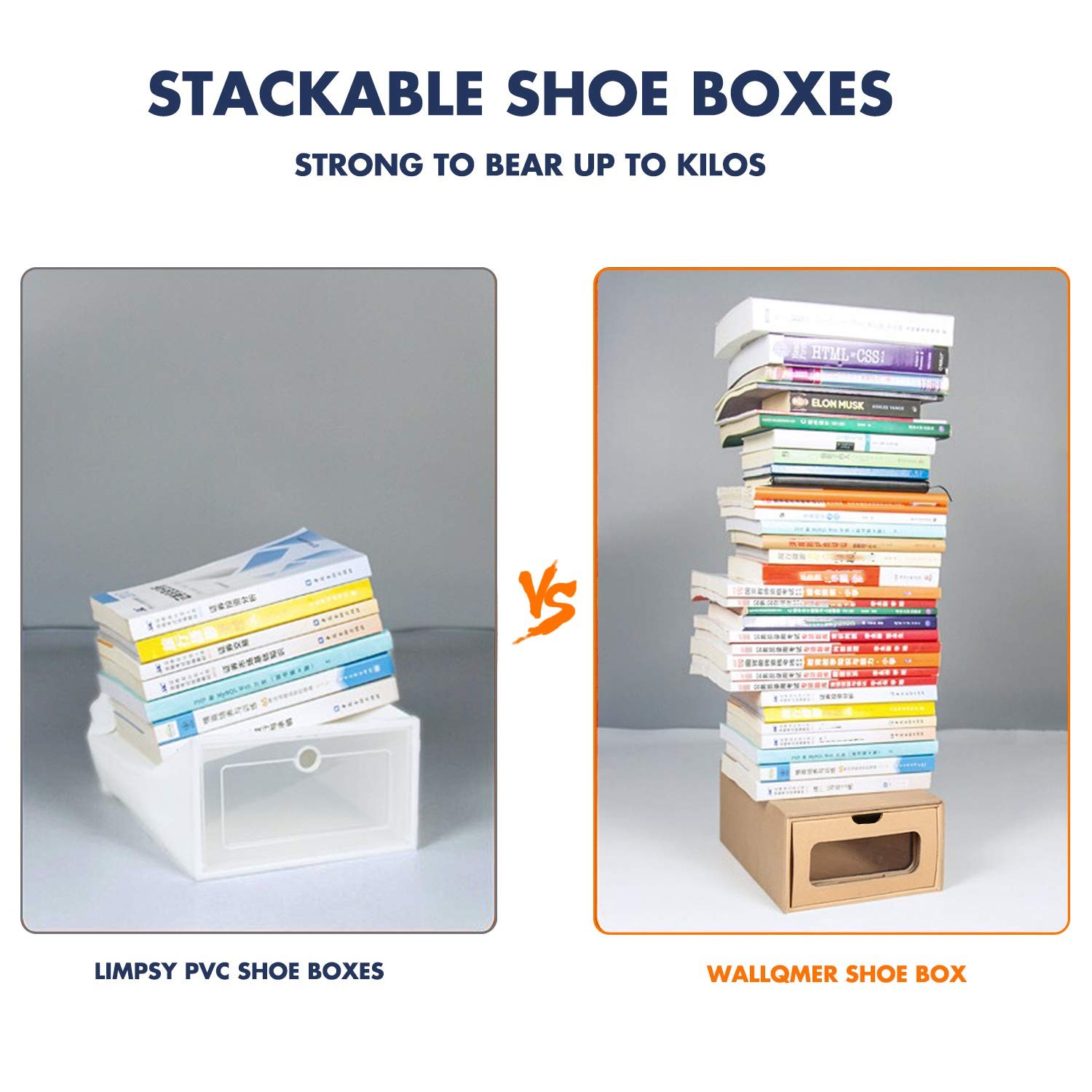 Shoe 12 Pack,13.2 x 8.3 x 5.1in Waterproof Storage Boxes, Socks, Stationery, …