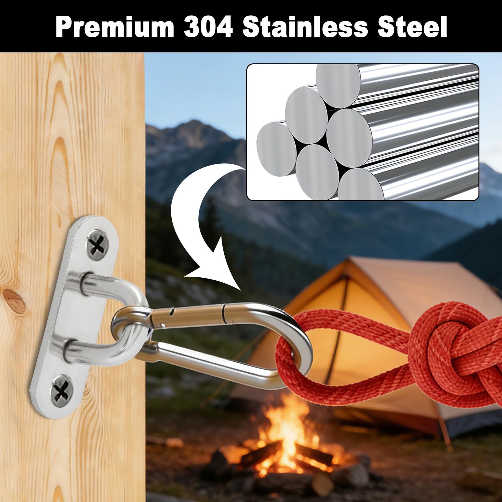 10 Pack 304 Stainless Steel Pad Eye Plate Hooks 1.75 x 0.57 Inch Hanger Ring