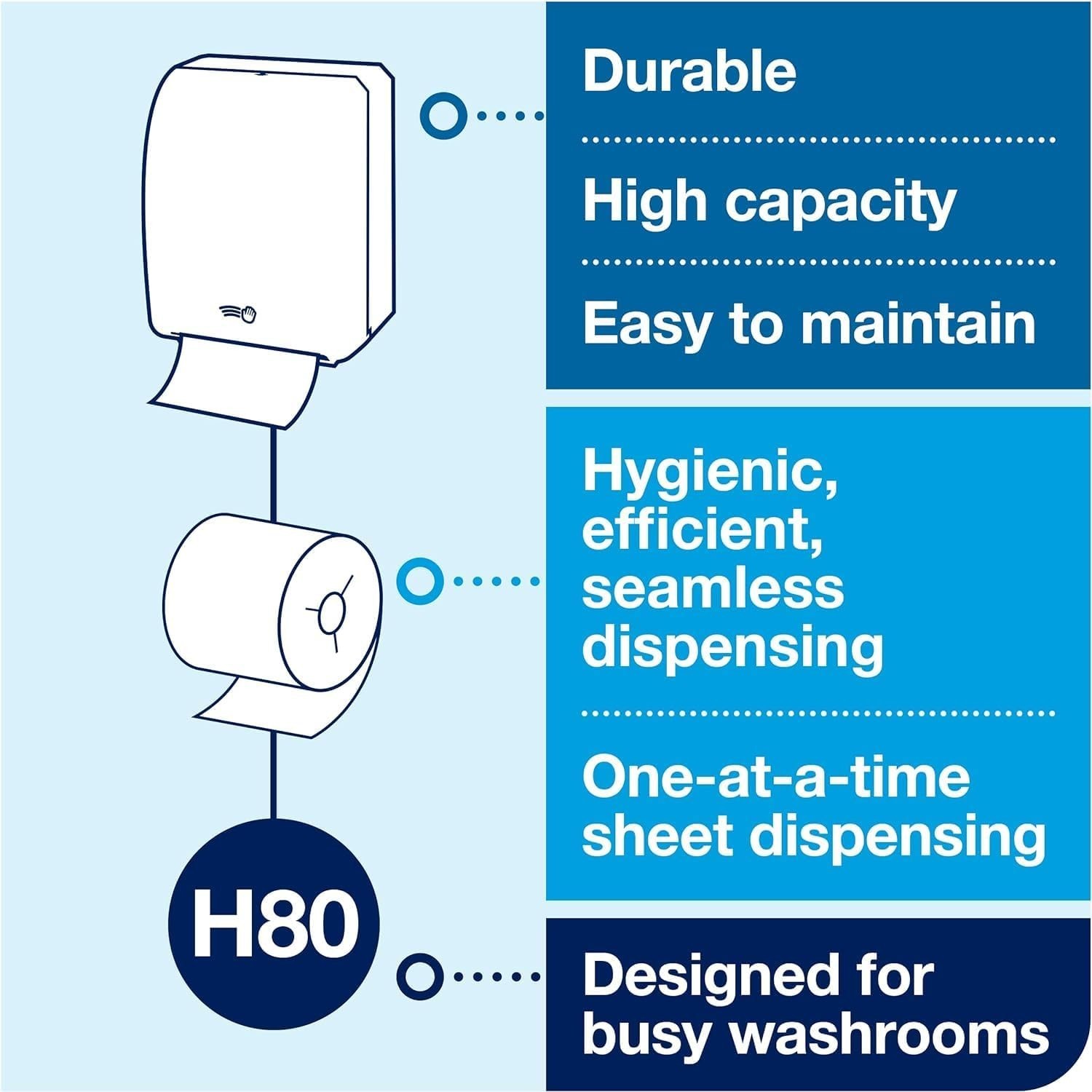 Hand Towel Roll Natural White H80, Universal, 100% Recycled Fiber, 6 Rolls x …