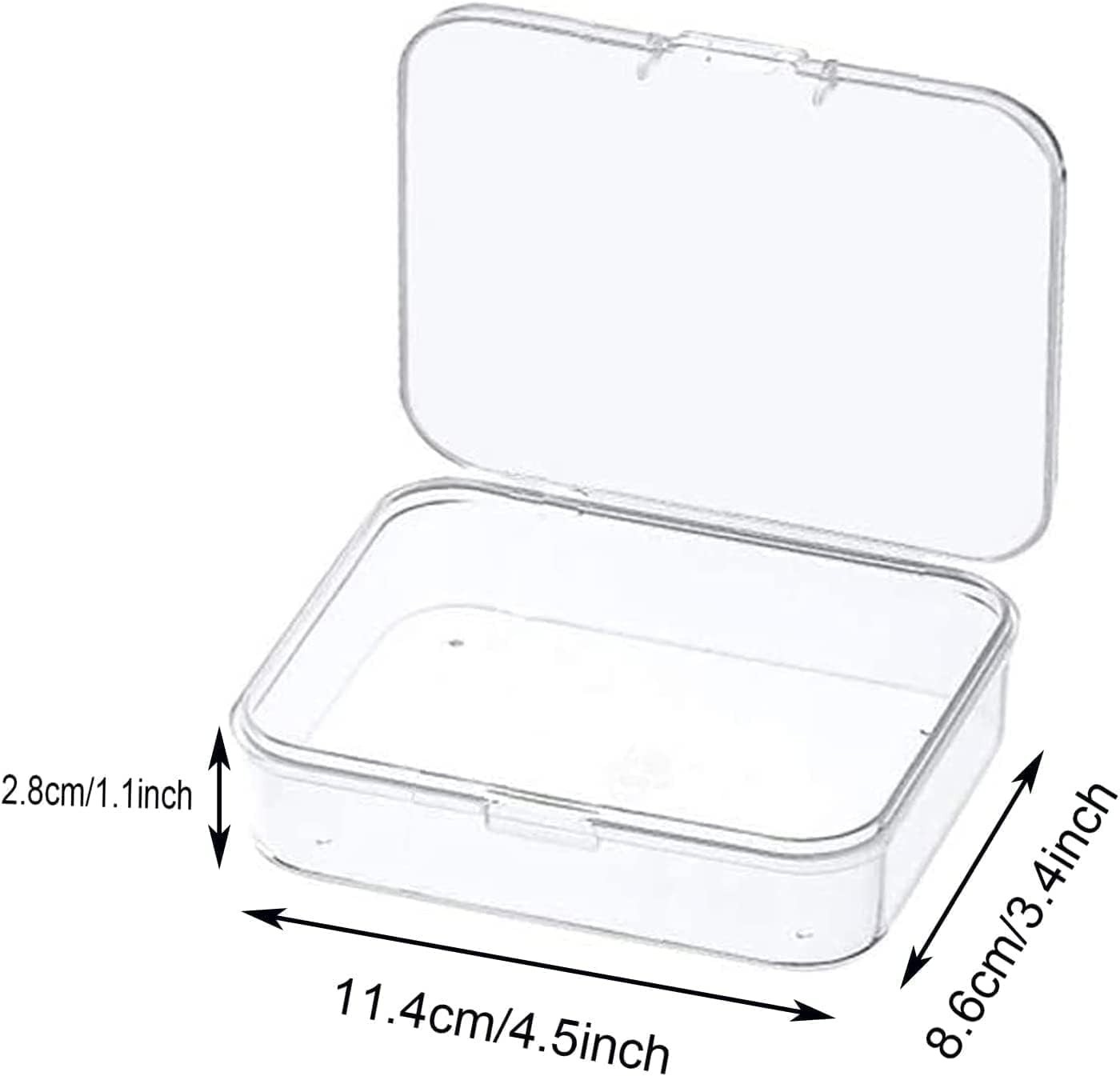 6 Pcs Mini Plastic Storage Containers Box with Lid, 4.5×3.4 Inches Clear Rectang