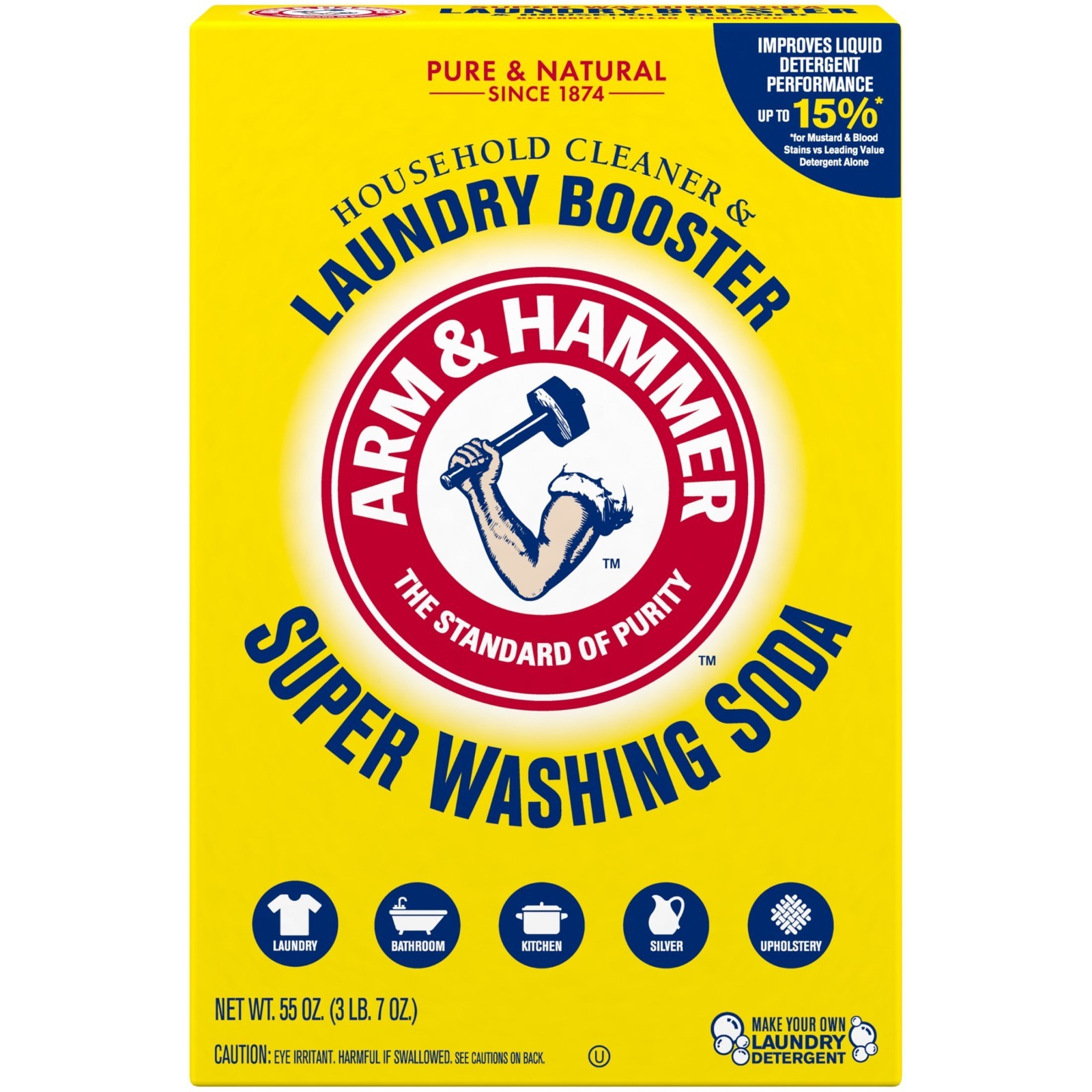 (6 pack) Soda Powder Laundry Detergent Booster & Household Cleaner, 55 oz