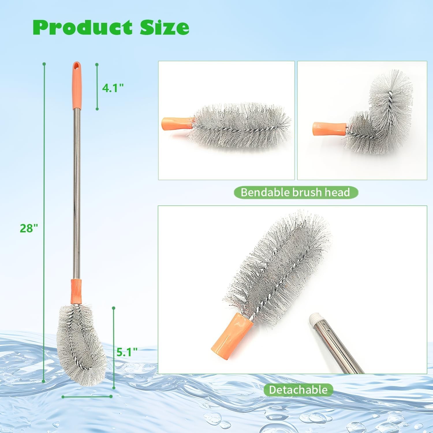 2-Pack Bucket Brush, Bottle Brush for Cleaning Extra Long Bottles, Gallon Jug…