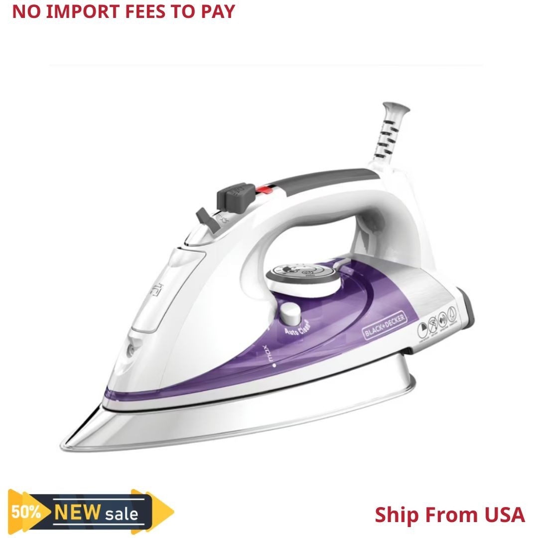 BLACK+DECKER Steam Iron for Clothes, 1500W, Stainless Steel Soleplate, Auto Shut