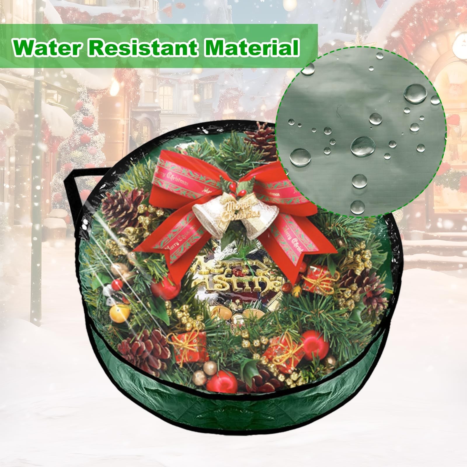6 Pack Heavy Duty Wreath Storage Bags, 24×8 Inch Xmas Container with Clear Windo