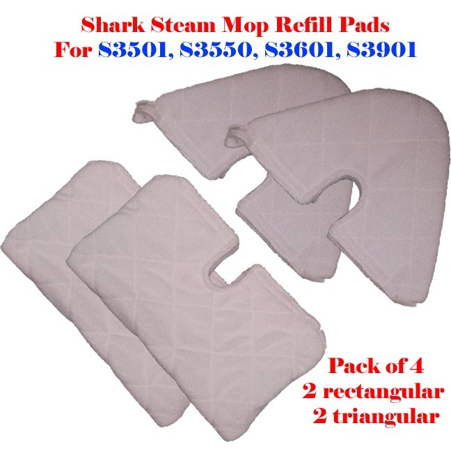 4 Refill Steam Mop Replacement Pocket Pads For Shark S3501 S3601 S3901 S3550