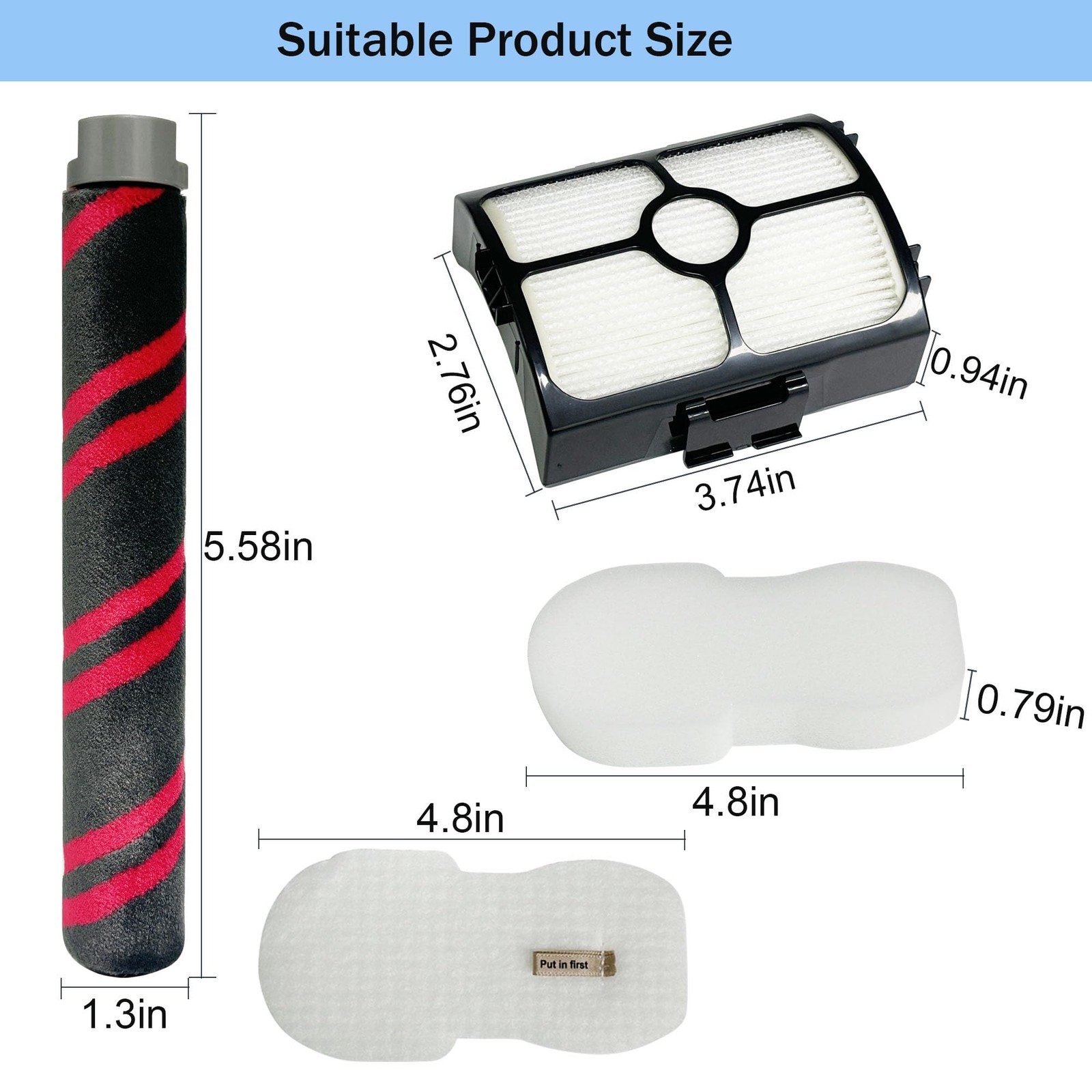 Vacuum Brush Roller Filter For Shark HZ3002 HZ3000 Stick Cleaner HEPA Foam Set